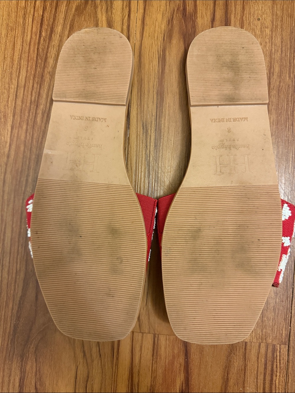 Haute Hippie Red & Cream Embroidered Slide Sandals - Picture 3 of 3